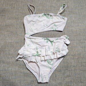 Shade Critters Girls Size 8 White Green One Piece Swimsuit Ruffle